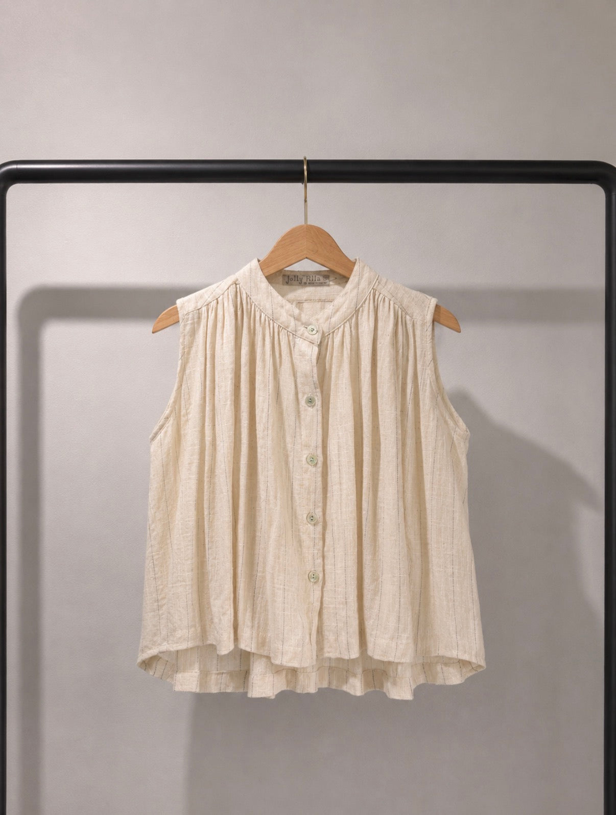 PINSTRIPE LINEN TOP