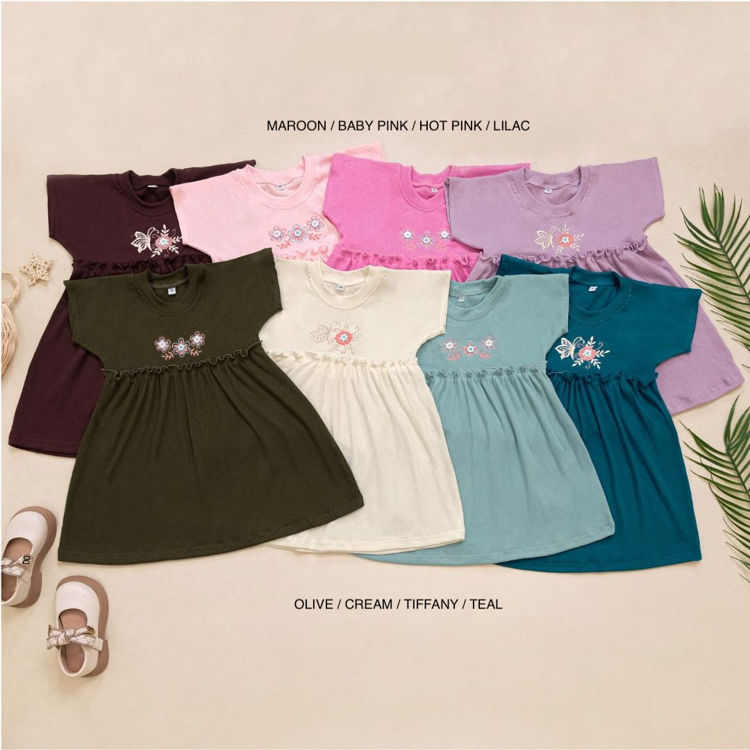 EMBROIDERY RIBBED DRESS