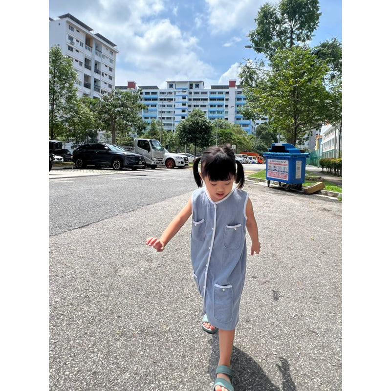 IVY waffle pearl button dress
