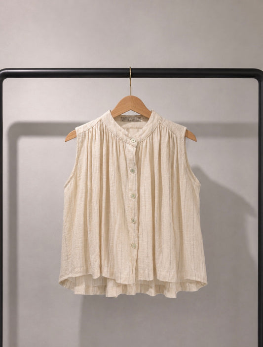 PINSTRIPE LINEN TOP