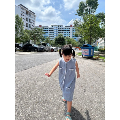 IVY waffle pearl button dress